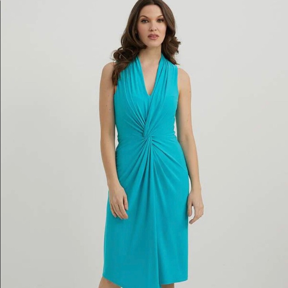 Diane von Furstenberg DVF Women's Sz 6 Baker Dress Turquoise Blue Knot Front